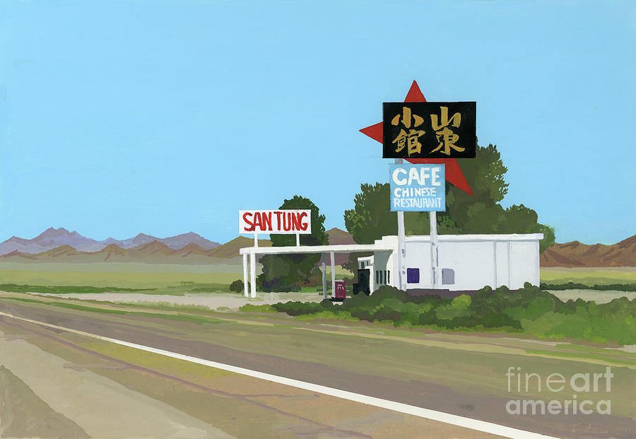 Chinese Restaurant Along National Highway Painting by Hiroyuki Izutsu