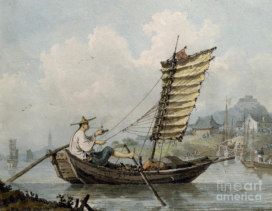 Chinese Sailor Smoking In His Junk, 1795 Painting by William Alexander