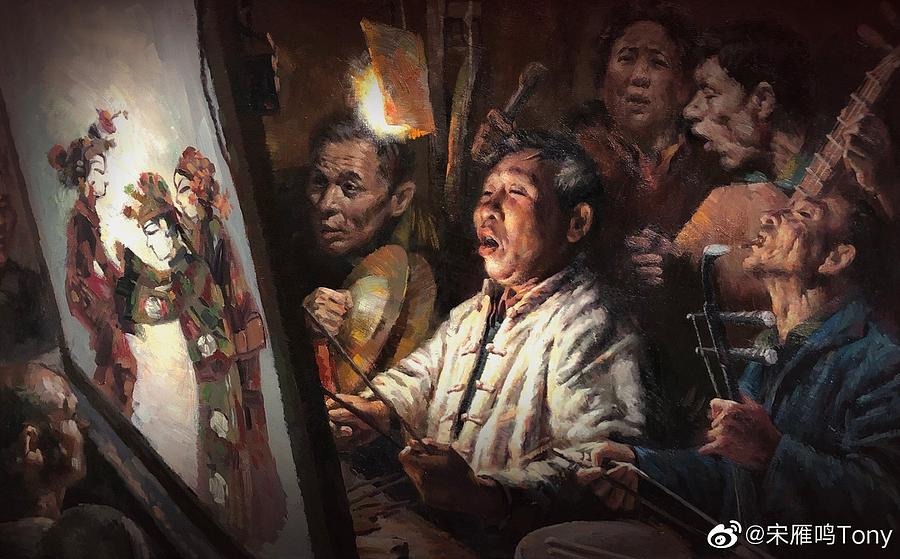 Chinese Shadow Play Painting by Tony Song
