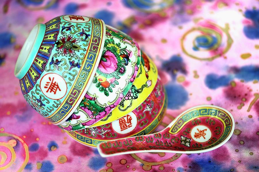 Chinese Soup Bowls And Spoons Photograph by Kaktusfactory Fine Art