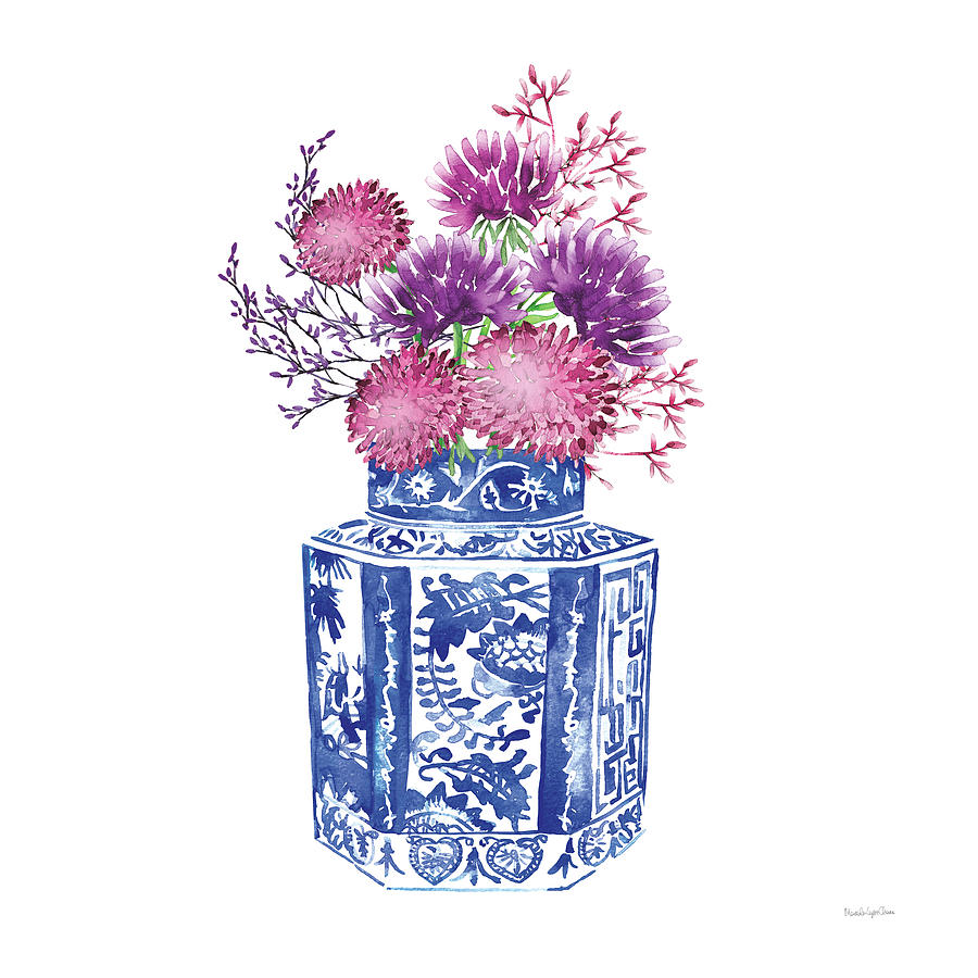 Chinese Vases Painting - Chinoiserie Style IIi by Mercedes Lopez Charro