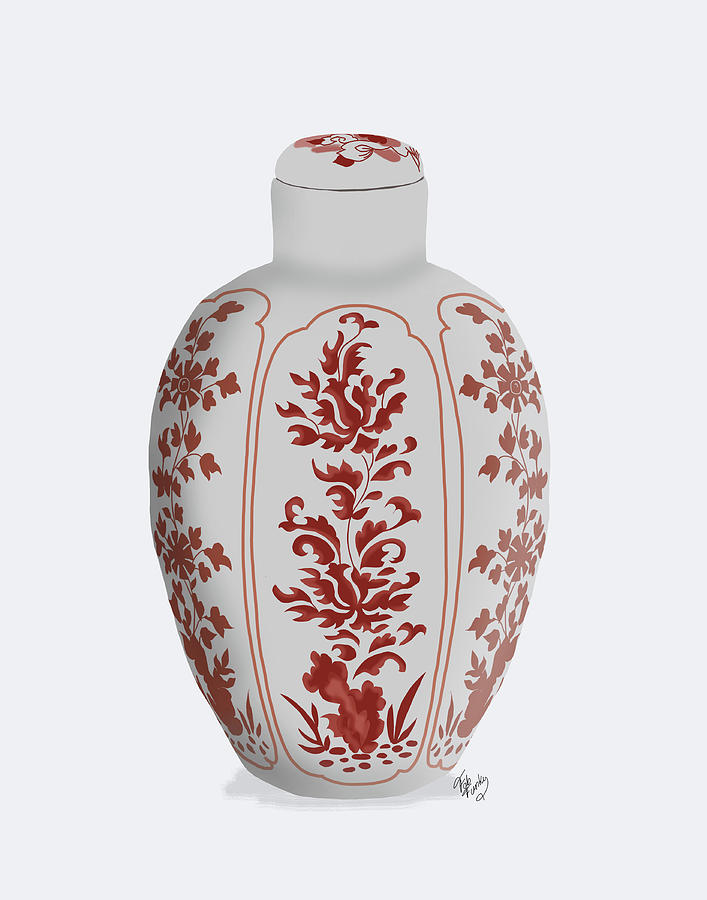 Pattern Painting - Chinoiserie Vase Vine Red by Fab Funky