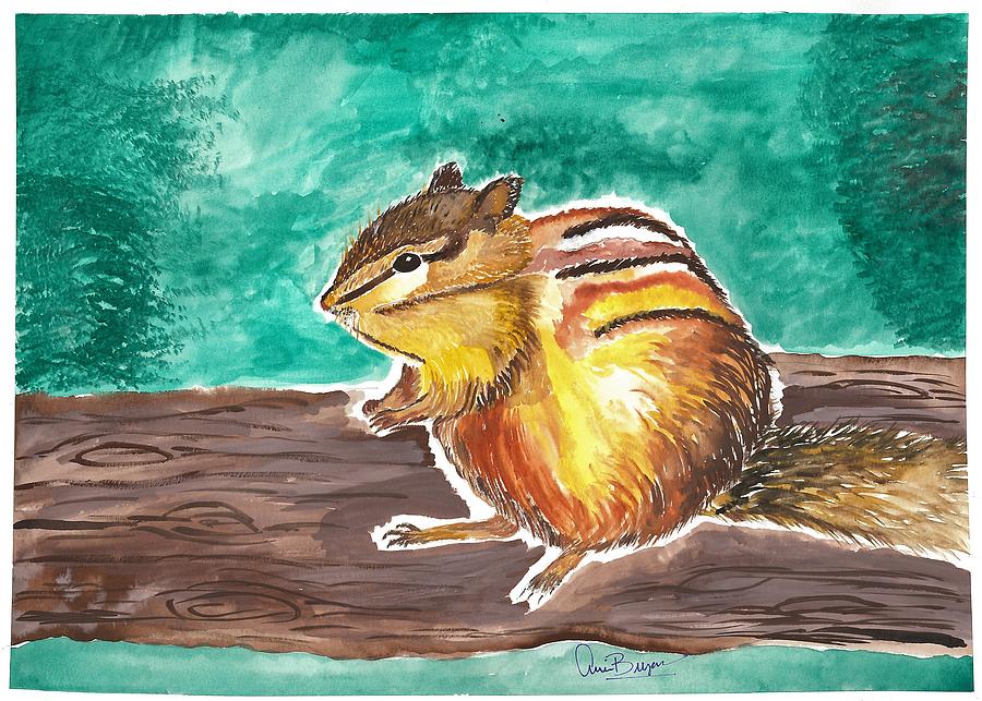 Chipmunk Painting by Angie Bryan - Fine Art America