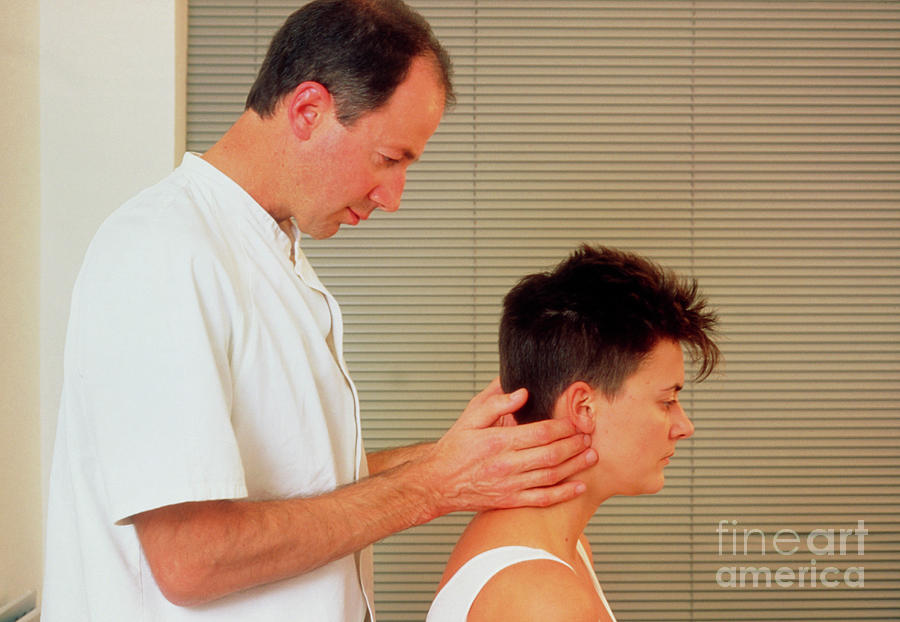 Chiropractic Assessment Of Position Of Atlas. Photograph by Francoise Sauze/science Photo Library