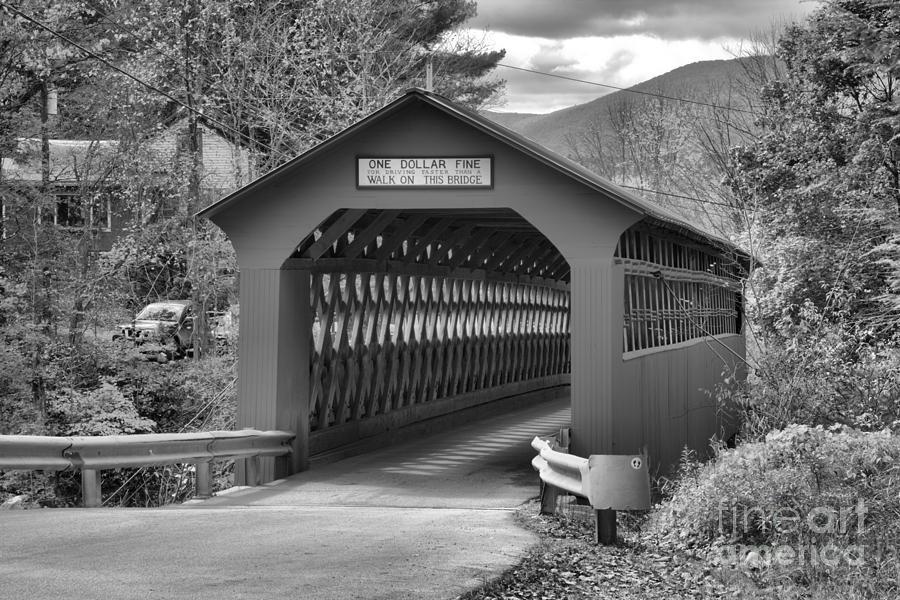 Chiselville Covered Bridge Black And White Photograph by Adam Jewell