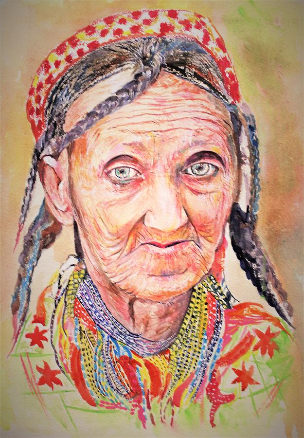 Chitral culture Pakistan Painting by Khalid Saeed