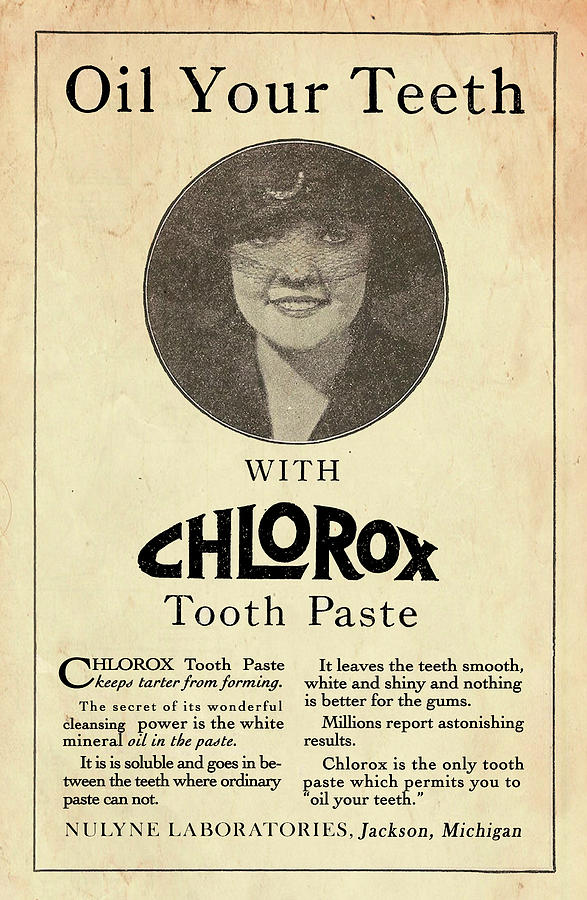 Chlorox Tooth Paste, 1921 Photograph by Pheasant Run Gallery