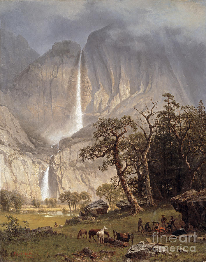 Cho-looke, The Yosemite Fall, 1864 Painting by Albert Bierstadt