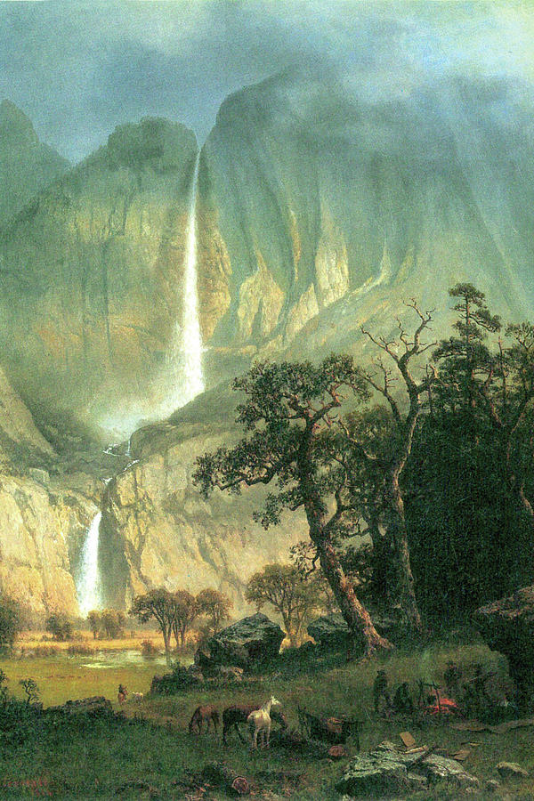 Cho-Looke, Yosemite Waterfall Painting by Albert Bierstadt