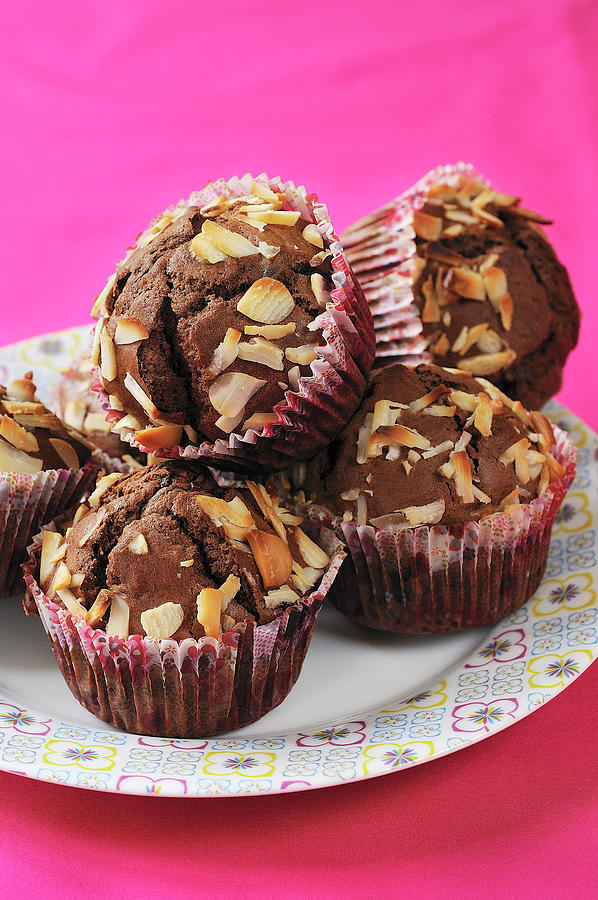Chocolate And Almond Muffins Photograph by Caste