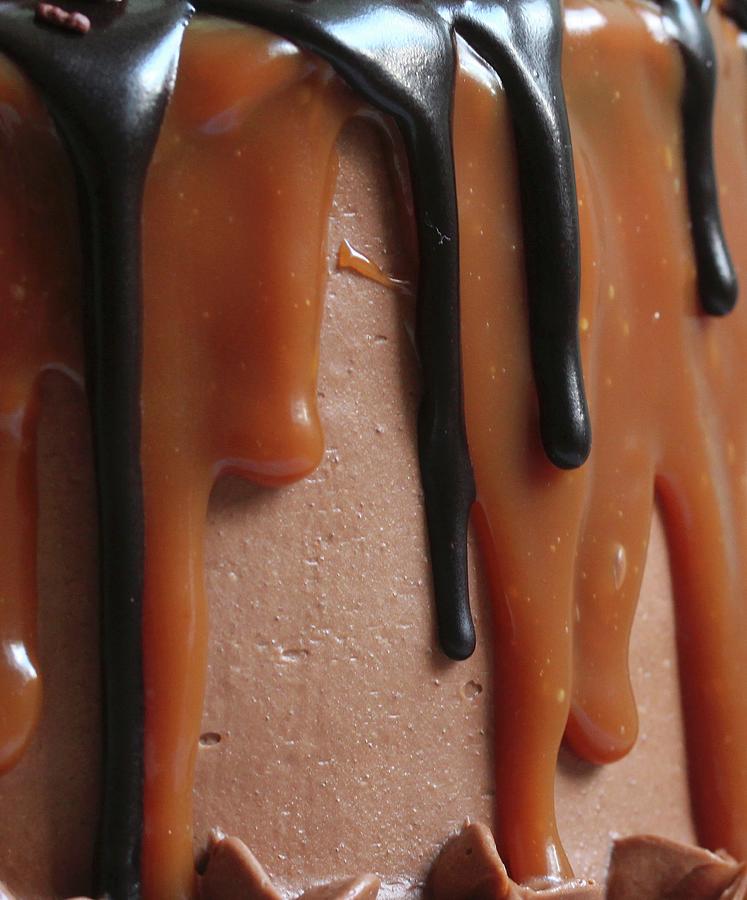 Chocolate And Caramel Cake close Up, Detail Photograph by Milly Kay