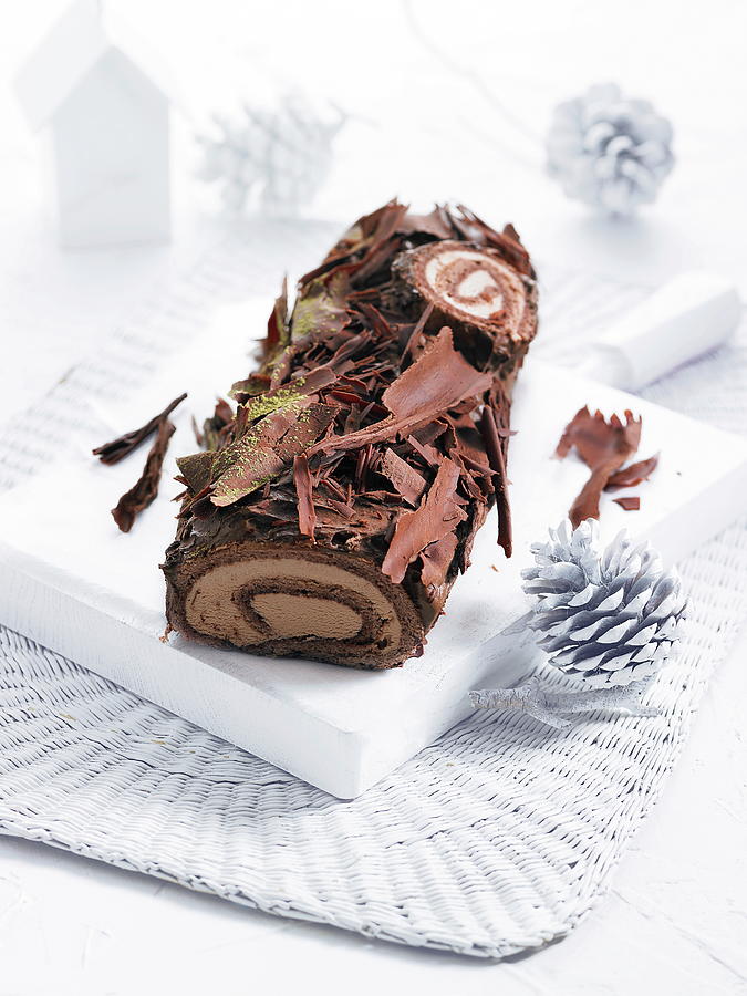 Chocolate And Matcha Rolled Log Cakes Photograph by Lawton