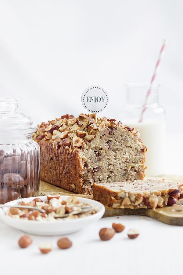 Chocolate And Nut Banana Bread In A Loaf Tin, Sliced Photograph by Tamara Staab