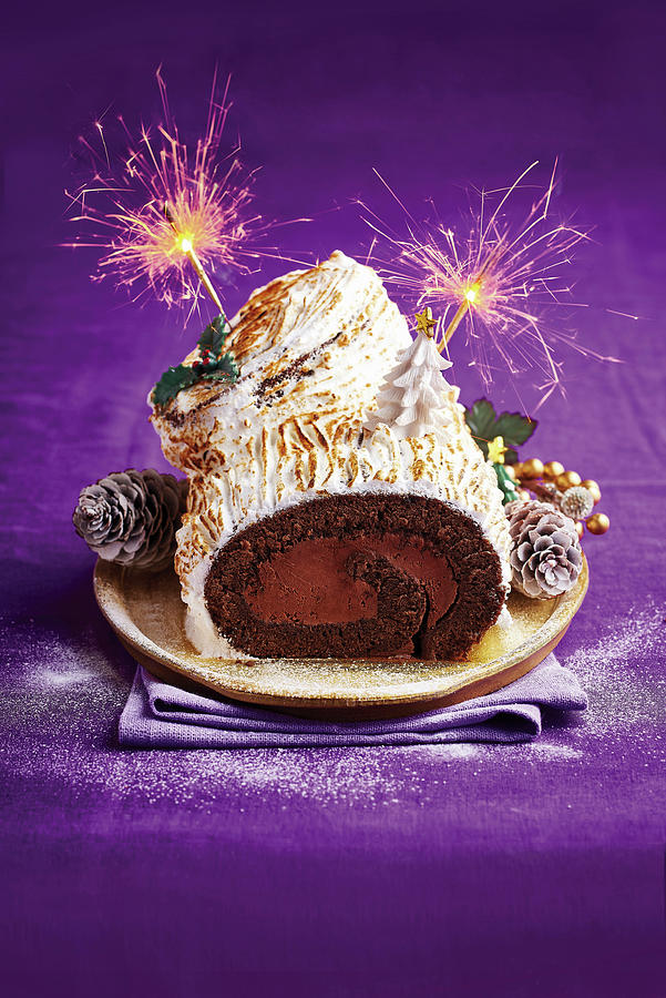 Chocolate And Orange Yule Log Photograph by Cliqq Photography