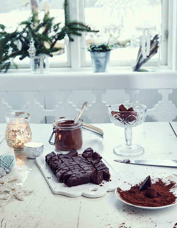 Chocolate And Walnut Fudge christmas Photograph by Hannah Kompanik
