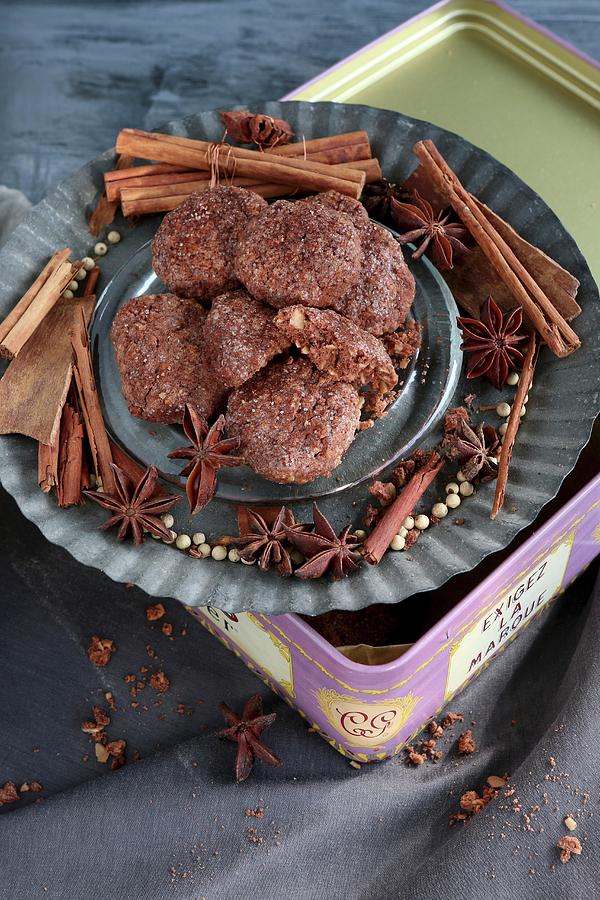 Chocolate Biscuits With Cocoa, Almonds, And Cinnamon gluten Free Photograph by Regina Hippel