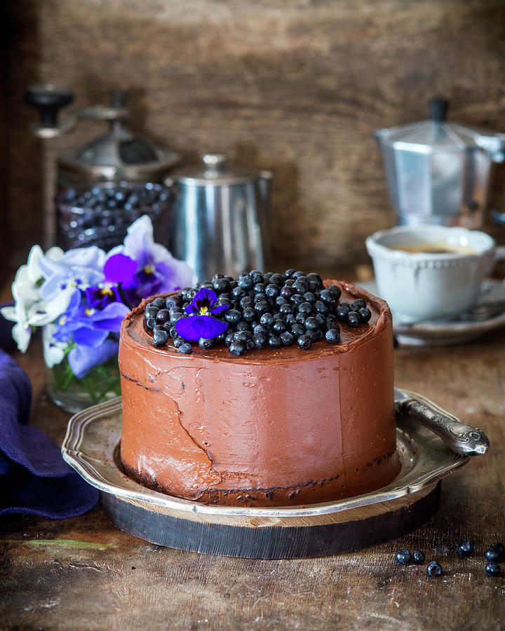 Chocolate Blueberry Cake Photograph by Irina Meliukh