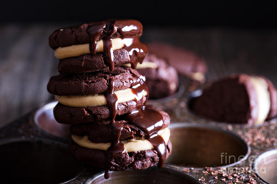 Stack Photograph - Chocolate Brownie Cookies With Peanut by Elena Veselova Stack Photograph - Chocolate Brownie Cookies With Peanut by Elena Veselova