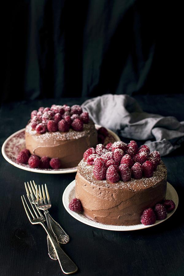 Chocolate Cake And Raspberries Photograph by Justina Ramanauskiene