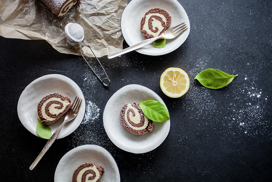 Chocolate Cake Roll With Lemon Filling Photograph by Kati Finell