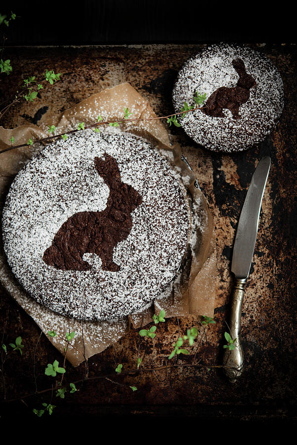 Chocolate Cake With An Easter Bunny Motif Photograph by Justina Ramanauskiene