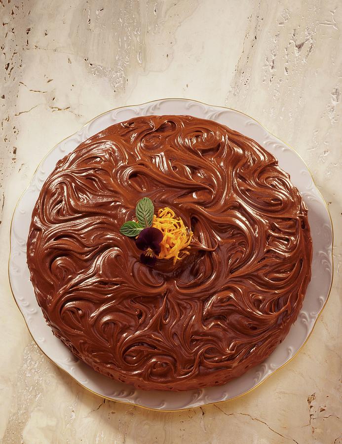 Chocolate Cake With Artistic Chocolate Glaze Photograph by Pat Lacroix