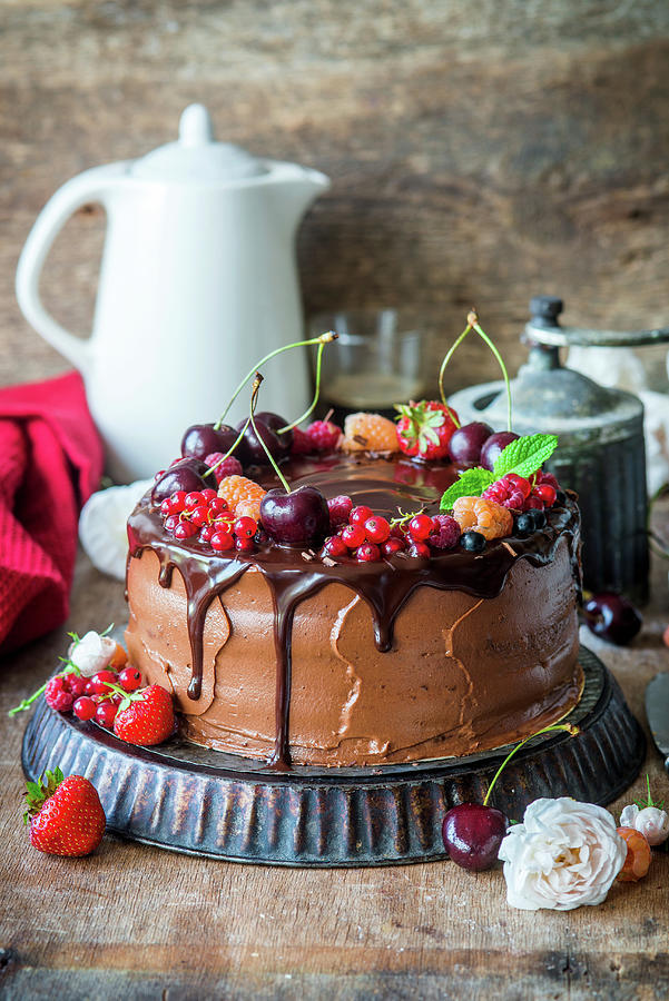 Chocolate Cake With Berries Photograph by Irina Meliukh
