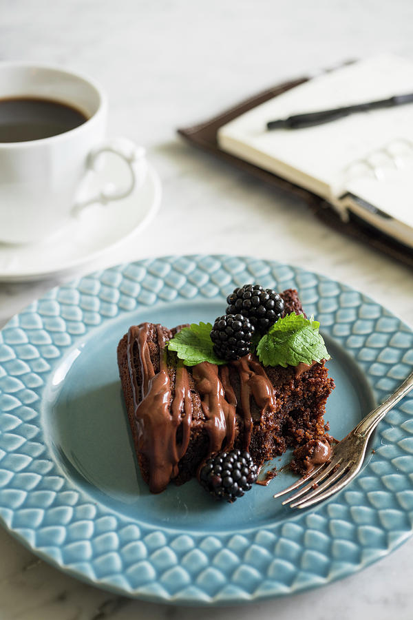 Chocolate Cake With Blackberries Photograph by Cecilia Mller