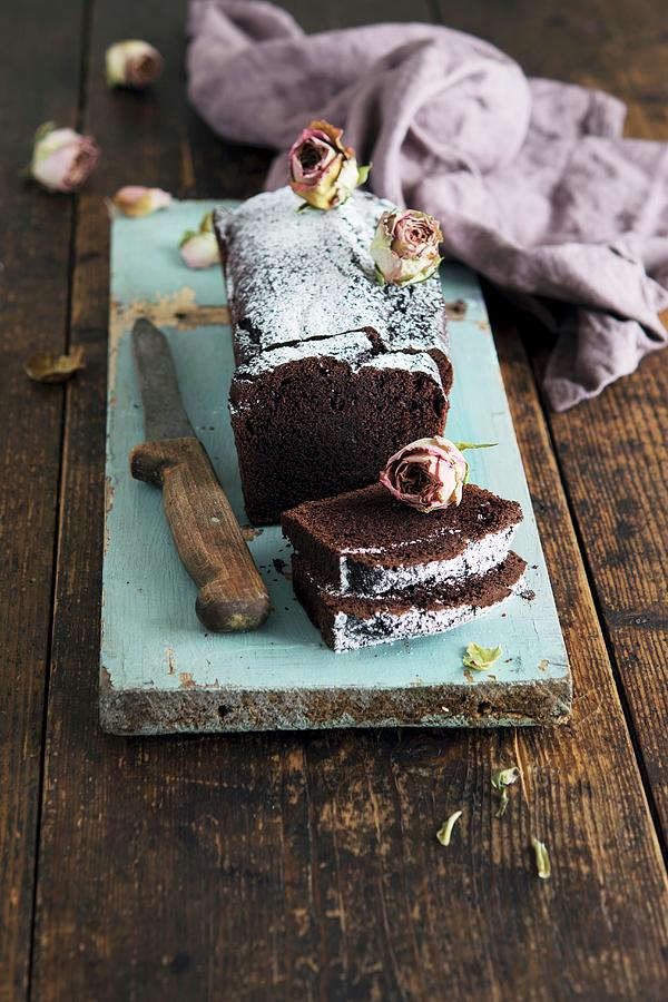 Chocolate Cake With Dried Rose Buds Photograph by Justina Ramanauskiene