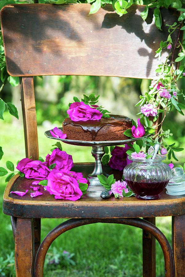 Chocolate Cake With Homemade Rose Jam Photograph by Irina Meliukh