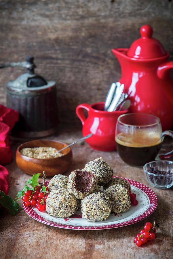Chocolate Cakepops With Nuts Photograph by Irina Meliukh