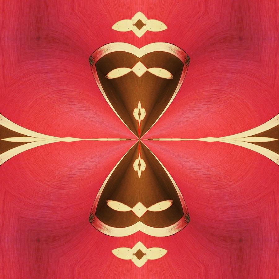 Abstract Digital Art - Chocolate Cherry Red Hourglass by Lori Kingston
