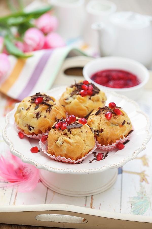 Chocolate Chip And Pomegranate Seed Muffins Photograph by Boguslaw Bialy