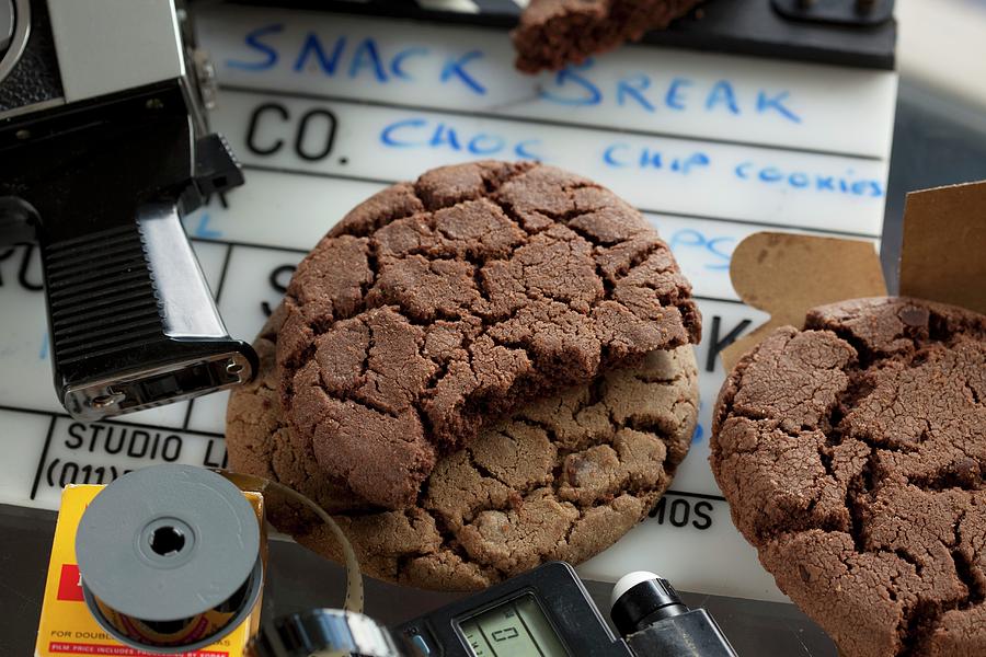 Chocolate Chip Cookies On A Film Set Photograph by Creative Photo Services