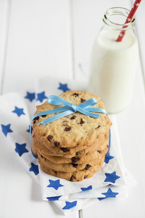 Chocolate Chip Cookies Tied With A Bow Photograph by Sonia Chatelain
