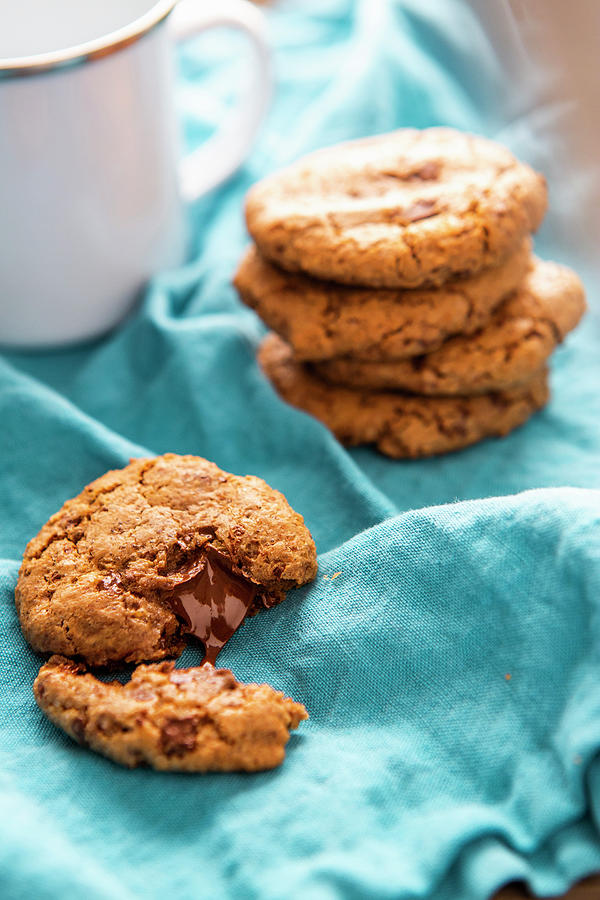 Chocolate Chunk Cookies With Tahini Photograph by Sandra Krimshandl-tauscher