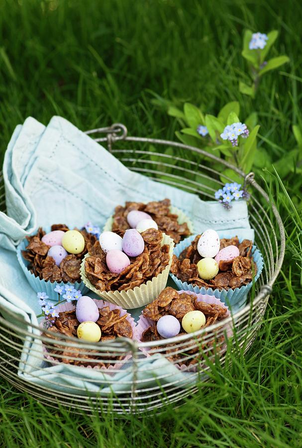 Chocolate Cornflake Nests For Easter Photograph by Firmston, Victoria