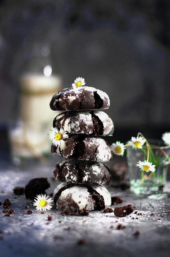 Candy Photograph - Chocolate Crinkle Cookies by Anna Wrobel-sterianos