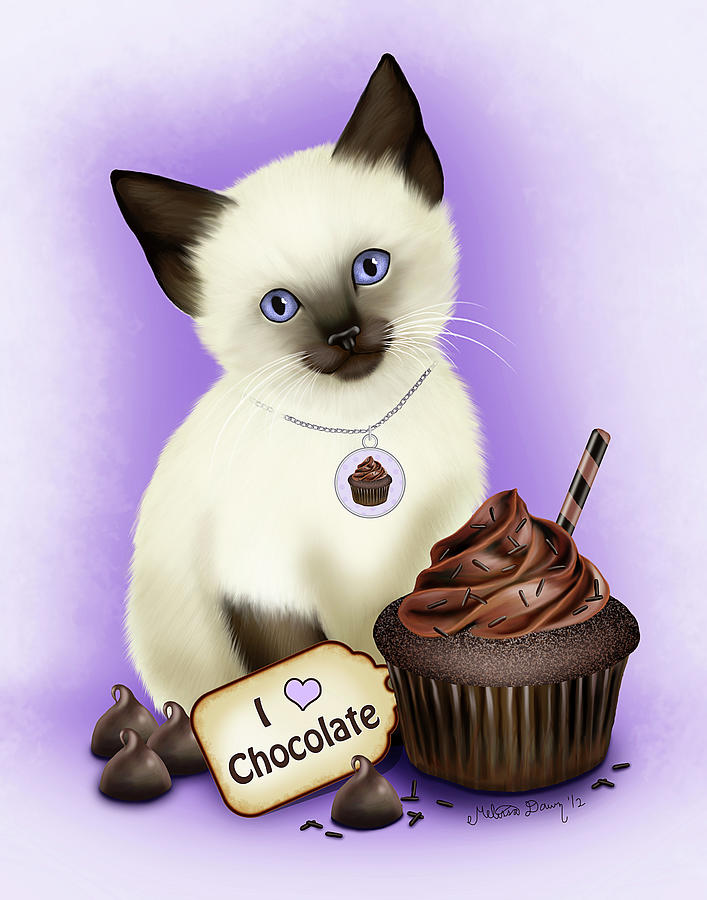 Kitten Digital Art - Chocolate Cupcake Kitten by Melissa Dawn