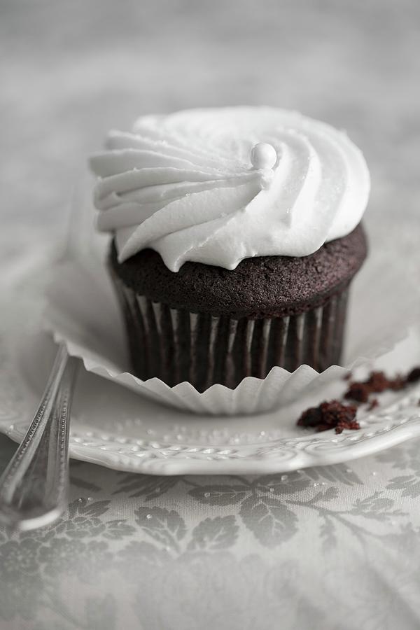 Chocolate Cupcake With White Frosting Photograph by Eising Studio
