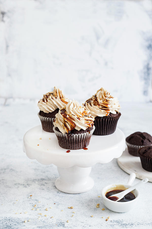 Chocolate Cupcakes With Caramel Frosting Photograph by Maricruz Avalos Flores
