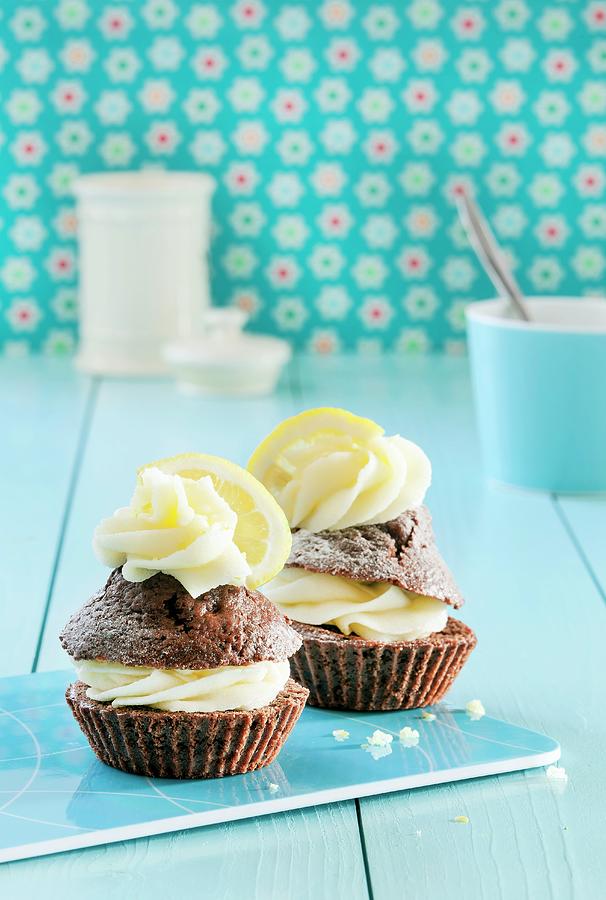 Chocolate Cupcakes With Lemon Curd Photograph by Birgit Twellmann