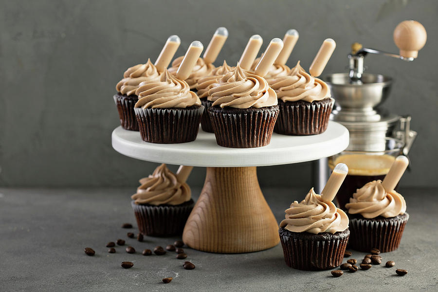 Chocolate Espresso Cupcakes With Irish Cream Photograph by Elena Veselova