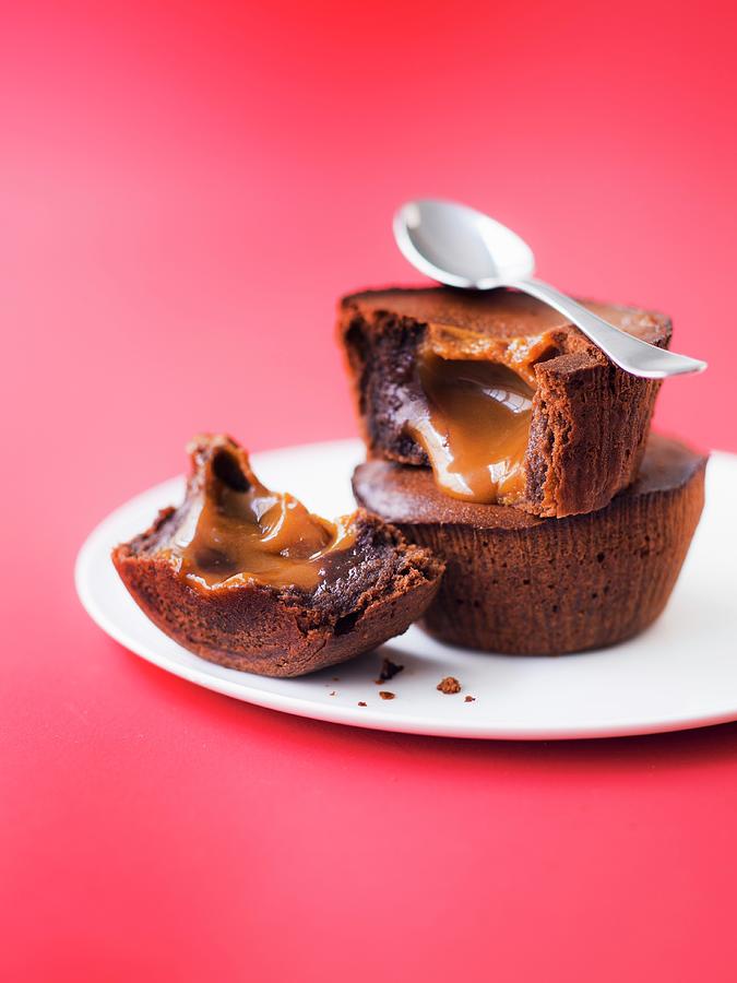 Chocolate Fondants With Runny Salted Butter Toffee Center Photograph by Roulier-turiot