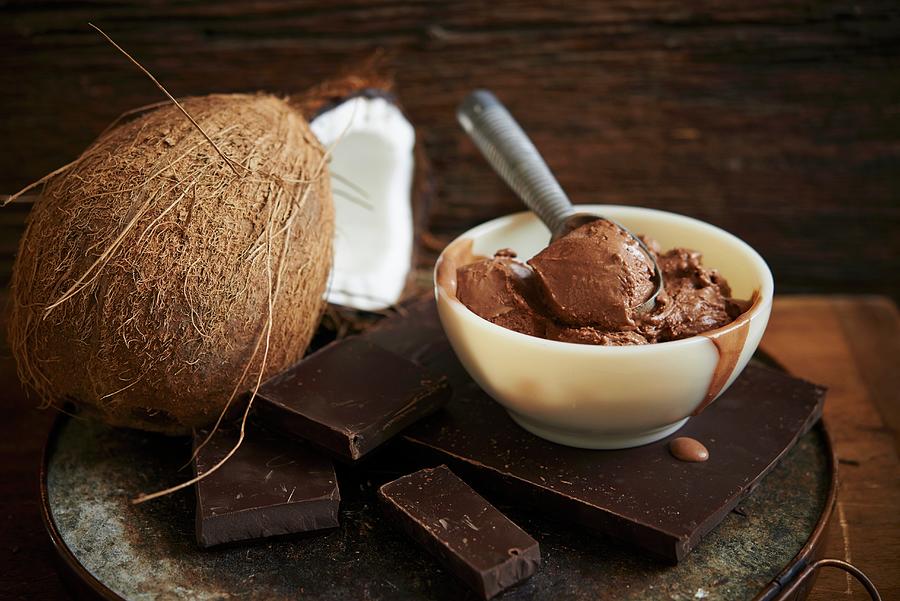 Chocolate Fudge Ice Cream With Coconut Photograph by Greg Rannells