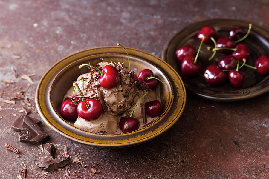 Chocolate Ice Cream, Cherries And Chocolate Photograph by Zuzanna Ploch