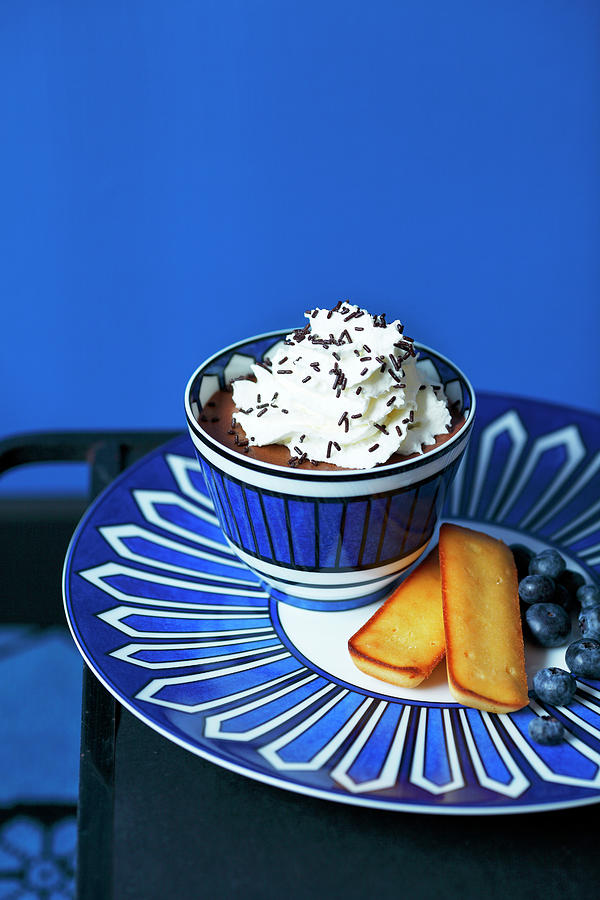 Chocolate Mousse With Whipped Cream,financiers Photograph by Japy
