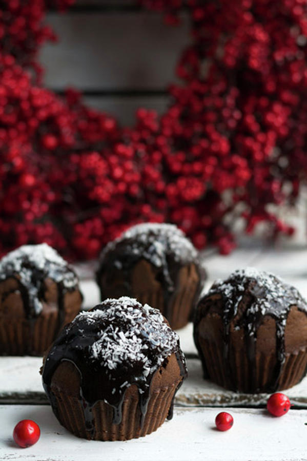 Chocolate Muffins With Grated Coconut Photograph by Joanna Lewicka