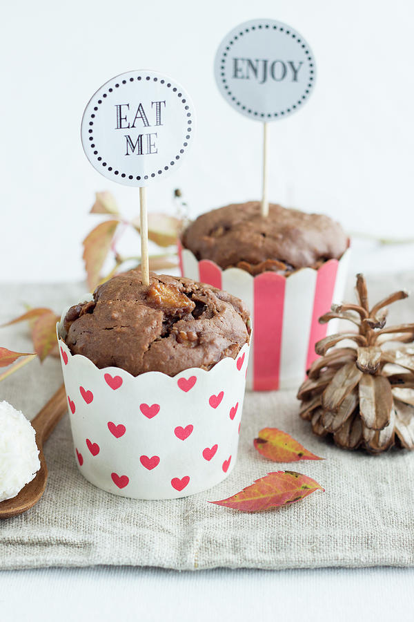 Chocolate Muffins With Pears And Raffaello Photograph by Tamara Staab