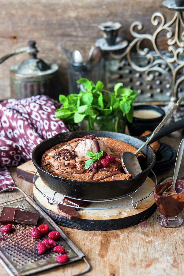 Chocolate Pancake Baked In A Skillet Photograph by Irina Meliukh
